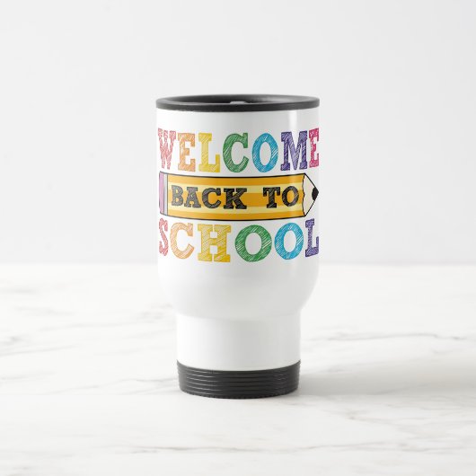Welcome Back to School – Pencil Illustration Reisebecher (Mittel)