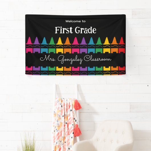 Welcome Back to School Rainbow Crayon Banner (Insitu)