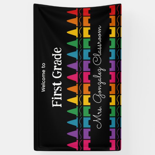 Welcome Back to School Rainbow Crayon Banner (Vertikal)