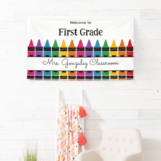 Welcome Back to School Rainbow Crayon  Banner (Insitu)