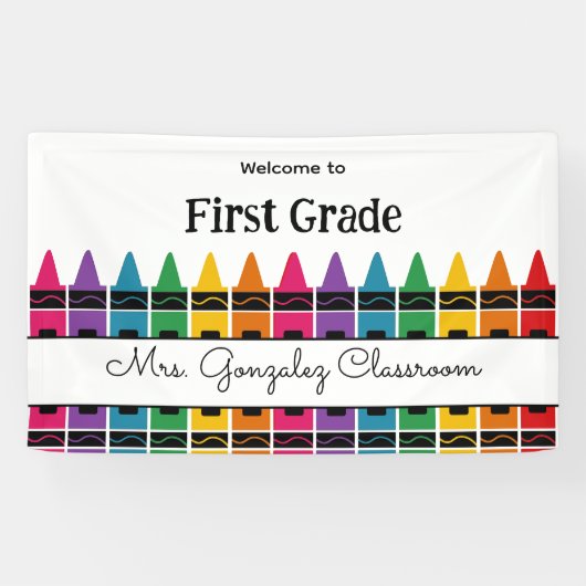 Welcome Back to School Rainbow Crayon  Banner (Horizontal)