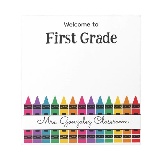 Welcome Back to School Rainbow Crayon Notizblock (Vorderseite)