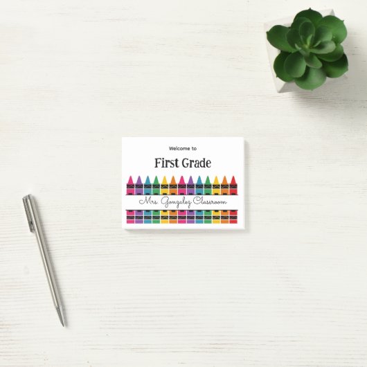 Welcome Back to School Rainbow Crayon Post-it Klebezettel (Büro)