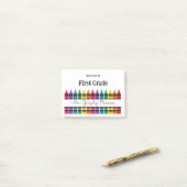 Welcome Back to School Rainbow Crayon Post-it Klebezettel (Auf Schreibtisch)