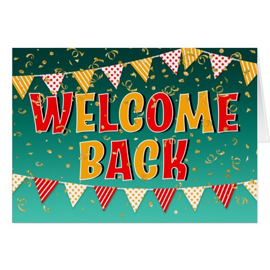 Welcome Back with Bunting and Confetti  (Vorderseite (Horizontal))