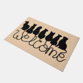 Welcome Balck Cats Mat, Coole Tiermatte Fußmatte (Schrägansicht)