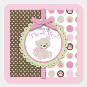 Welcome Bär Girl TY Square Sticker