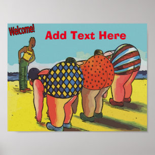 Welcome Beach Cartoon fügen Text hinzu Poster
