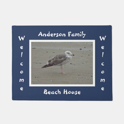 Welcome Beach House Artistic Seagull Ocean Animal Fußmatte (Vorderseite)