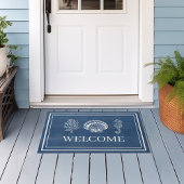 Welcome Beach House Coral Muschel Seepferd Fußmatte