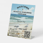 Welcome Beach House WiFi QR Code Business Sockelschild (Vorderseite)