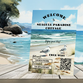 Welcome Beach House WiFi QR Code Business Sockelschild