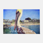 Welcome Beach Pier Pelican Bird Foto Script Fußmatte (Vorderseite)