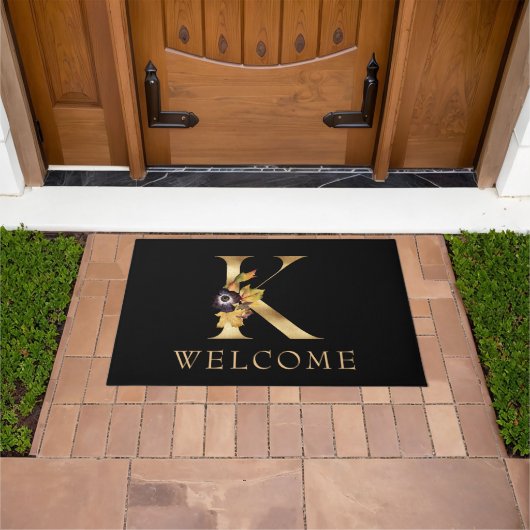 WELCOME Black and Gold Fall Monogram L Doormat Fußmatte (Außenbereich)