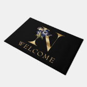 WELCOME Black and Gold Fall Monogram N Doormat Fußmatte (Schrägansicht)