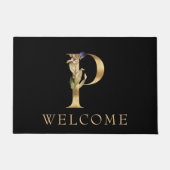 WELCOME Black and Gold Fall Monogram P Doormat Fußmatte (Vorderseite)
