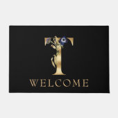 WELCOME Black and Gold Fall Monogram T Doormat Fußmatte (Vorderseite)