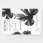 Welcome Black Bow Coquette Script Sweet 16 Party Banner (Horizontal)