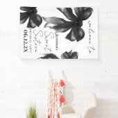 Welcome Black Bow Coquette Script Sweet 16 Party Banner (InSitu)