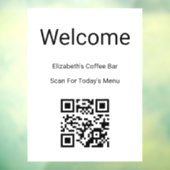 Welcome Black White Scan QR Code for Menu Template Fensteraufkleber (Blatt 3)
