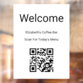 Welcome Black White Scan QR Code for Menu Template Fensteraufkleber (Blatt 2)