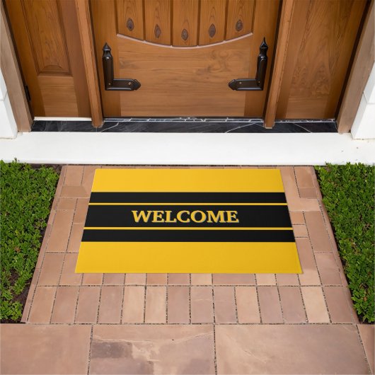 Welcome black &yellow Door Mat Fußmatte (Außenbereich)