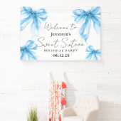 Welcome Blue Bow Coquette Script Sweet 16 Banner (InSitu)