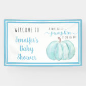 Welcome Blue Sweet Little Pumpkin Baby Dusche Banner (Horizontal)