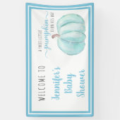 Welcome Blue Sweet Little Pumpkin Baby Dusche Banner (Vertikal)