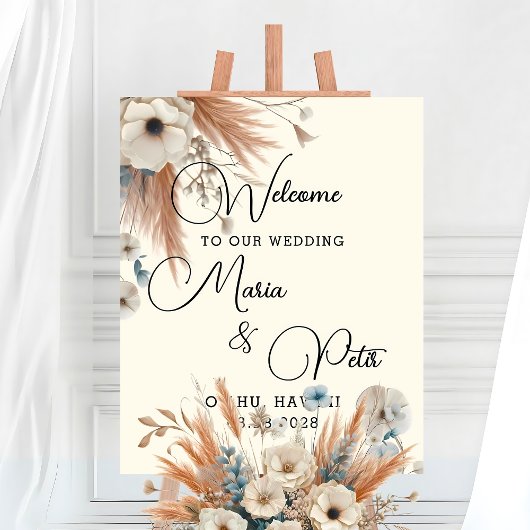 Welcome Boho Fall Blume Hochzeit Poster