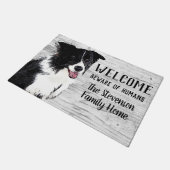 Welcome Border Collie Dog Zuhause Fußmatte (Schrägansicht)