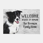 Welcome Border Collie Dog Zuhause Fußmatte (Vorderseite)