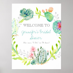 Welcome Brautparty Desert Cactus Watercolor Poster