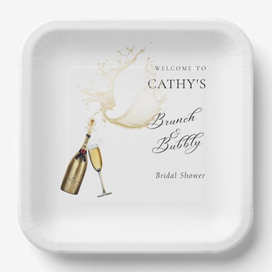 Welcome Brunch und Bubbly Brautparty 9" Pappteller (Vorderseite)