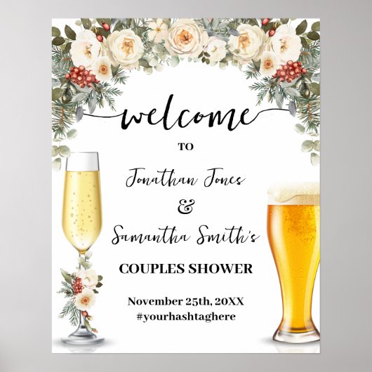 Welcome Bubbles & Brews Winter Couples Shower Poster (Vorne)