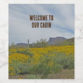 Welcome Cabin Südwest Wildblumen Arizona Wüste Weinetikett (Einzelnes Label)
