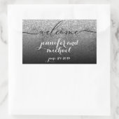 Welcome Calligraphy Glitzer Silver Rechteckiger Aufkleber (Tasche)