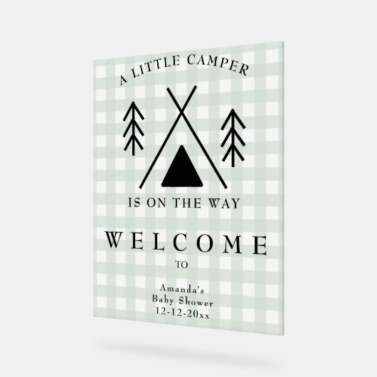 Welcome Camping Baby Dusche Acrylschild (Winkel)