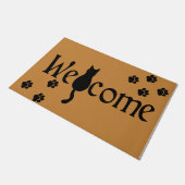 Welcome Cat , Niedlich Black Cat Paws Doormat Fußmatte (Schrägansicht)