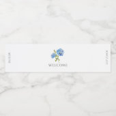Welcome | Chic Blue Hydrangea Wedding Wasserflaschenetikett (Einzelnes Label)