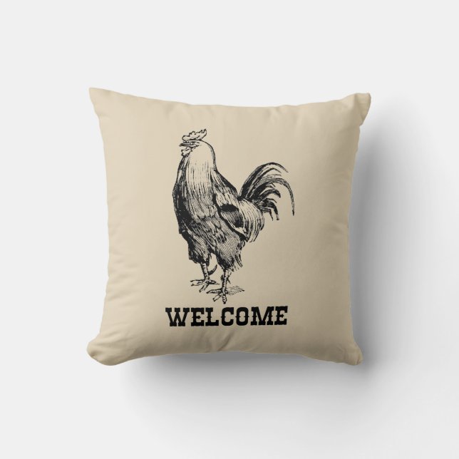 Welcome Chicken Farmhouse Stil Kissen (Vorderseite)