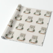 Welcome Christmas Door Greenery Wrapping Paper Geschenkpapier (Ungerollt)