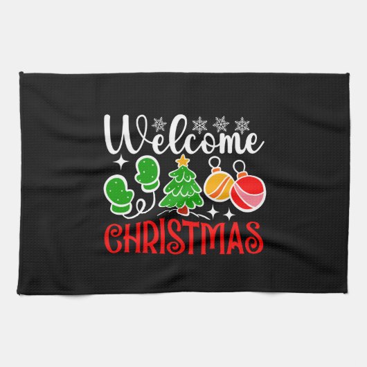 Welcome Christmas Tree And Ornaments-23758 Geschirrtuch (Horizontal)