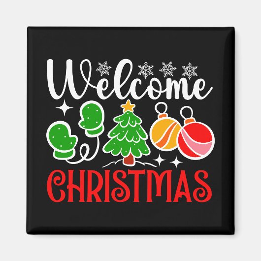 Welcome Christmas Tree And Ornaments-23758 Magnet (Vorne)