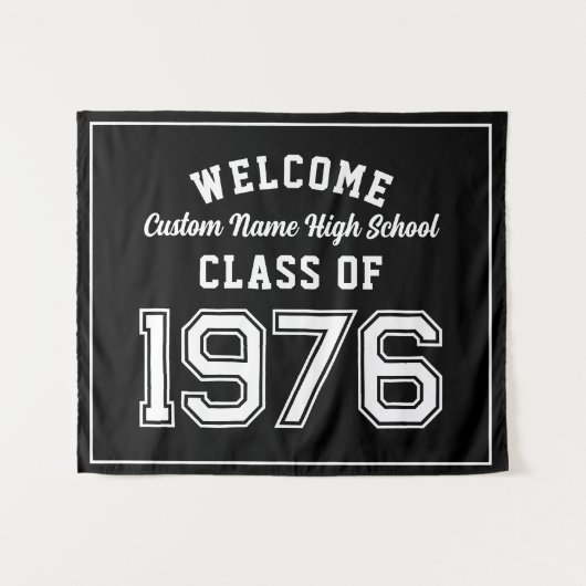 Welcome Class of 1976, Black Reunion Party Decor Wandteppich (Vorderseite (Horizontal))