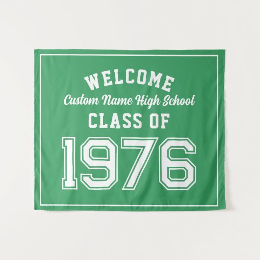 Welcome Class of 1976, Green Reunion Party Decor Wandteppich (Vorderseite (Horizontal))