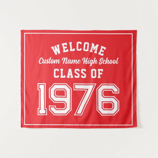 Welcome Class of 1976, Red Reunion Party Decor Wandteppich (Vorderseite (Horizontal))