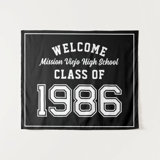 Welcome Class of 1986, Black Reunion Party Decor Wandteppich (Vorderseite (Horizontal))