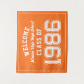 Welcome Class of 1986, Orange Reunion Party Decor Wandteppich (Vorderseite)
