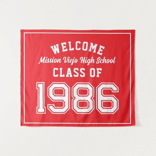 Welcome Class of 1986, Red Reunion Party Decor Tap Wandteppich (Vorderseite (Horizontal))
